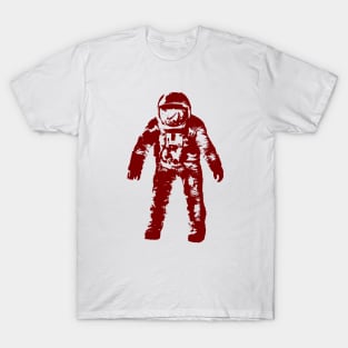 Red Vector Illustration of Astronaut Spaceman T-Shirt